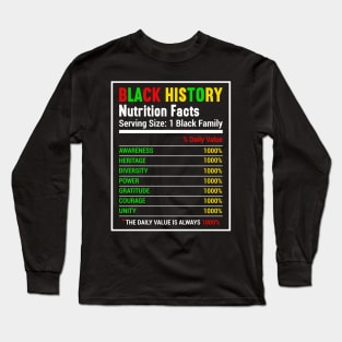 Black History Nutrition Facts Long Sleeve T-Shirt